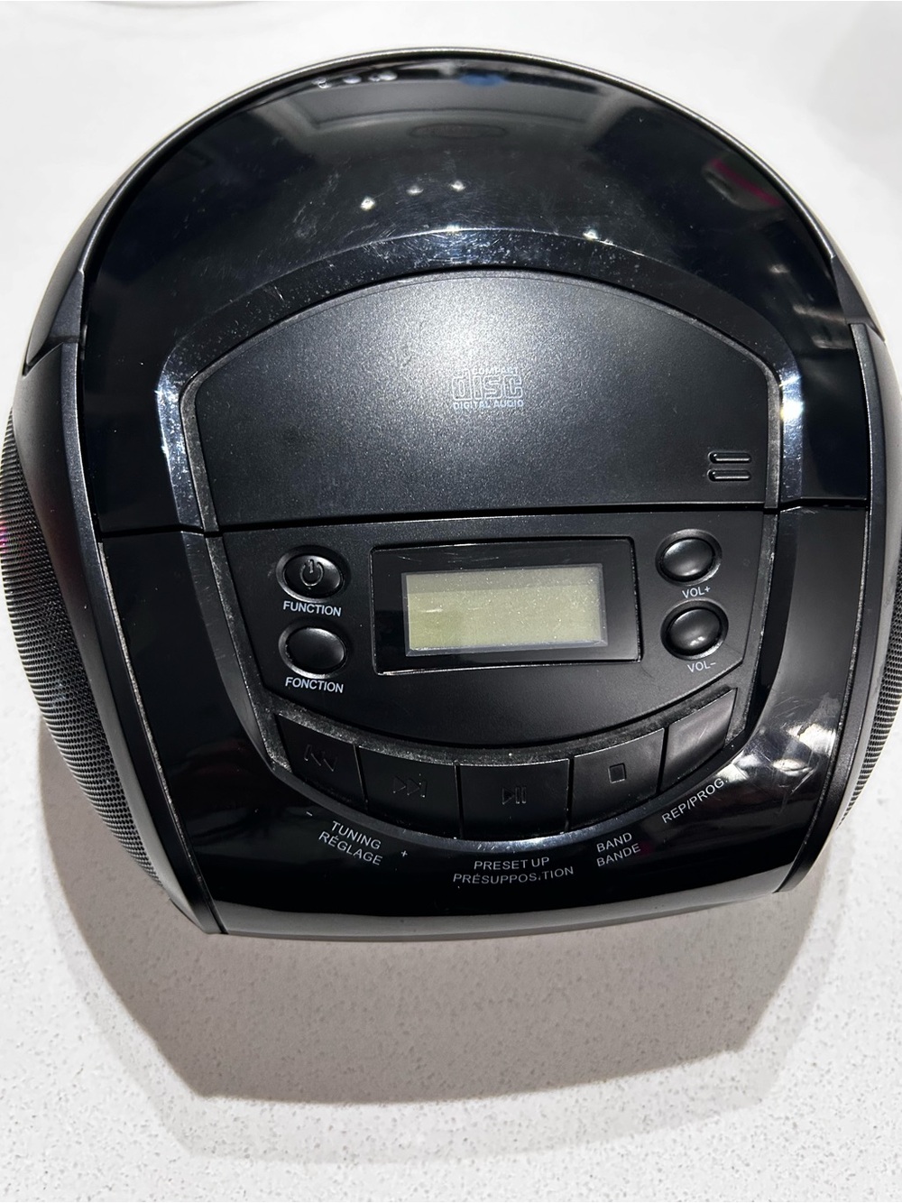 Portable Black CD Player Boombox with AM/FM and LCD Display